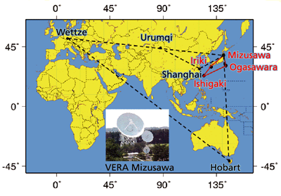 Location of VLBI ground stations