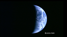 Crescent Earth by the High Definition Television (HDTV)